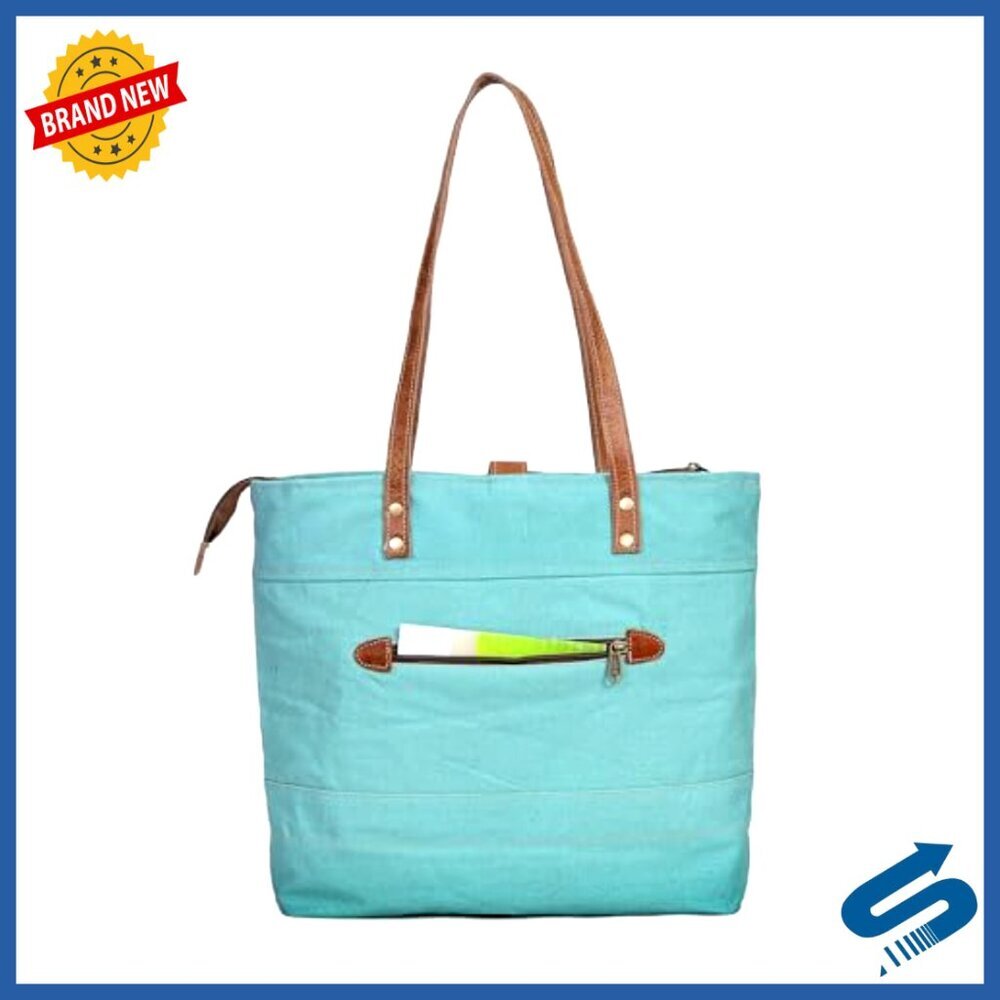 Upcycled Canvas Tote Bag Eco-Friendly Spacious Multi-Compartment Daily Use - Picture 5 of 7